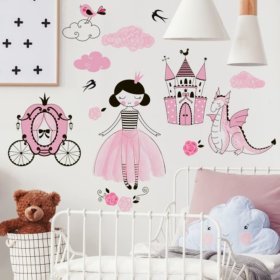 Naljepnica Zidna naljepnica - Princeza i zmaj, Housedecor