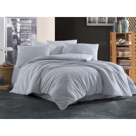 Jednobojna krep posteljina 140x200 cm - Siva