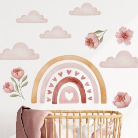 Zidna naljepnica - Duga s cvijećem, Housedecor