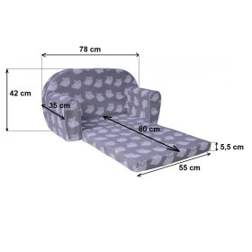 Dječja sofa Tigřík - siva