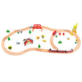 Drvena pruga vlaka s vlakom akumulatora, EcoToys