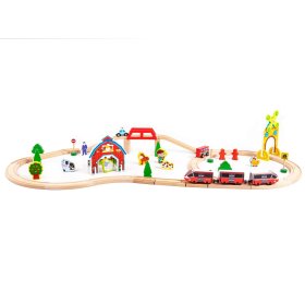 Drvena pruga vlaka s vlakom akumulatora, EcoToys