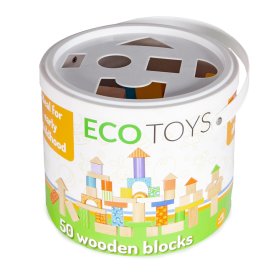 Drveni blokovi u boji 50 kom, EcoToys