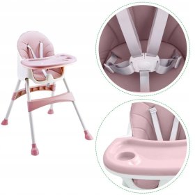 Blagovaonska stolica Prima 2u1 - ružičasta i bijela, EcoToys
