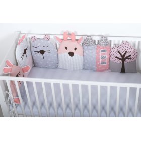Modularna mantinela za krevetić - sivo-ružičasta