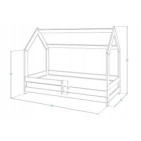 Krevet Laura u obliku kuće s ogradom 160 x 80 cm - bijeli