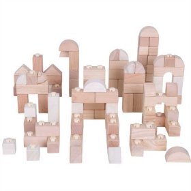 Bigjigs Baby Drvene kocke za spajanje - Natur set od 100 komada, Bigjigs Toys