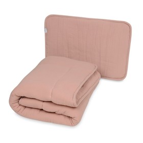 Muslinski pokrivač i jastuk s punjenjem 100x135 + 40x60 - roza, Matex