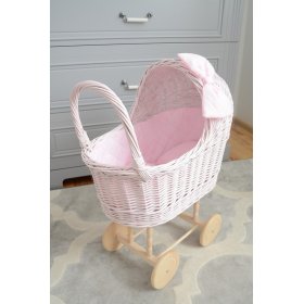 Visoka pletena kolica za lutke - roza, Ourbaby