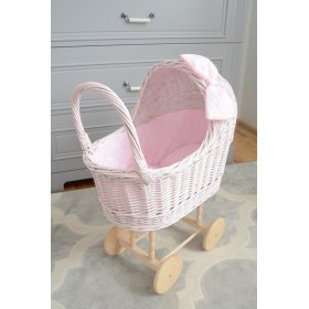 Visoka pletena kolica za lutke - roza, Ourbaby®