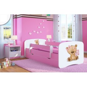 Dječji krevet s ogradom Ourbaby - Medo - ružičasta