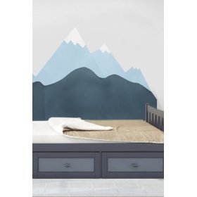 Pjena za zaštitu zida iza kreveta Mountains - plava, VYLEN
