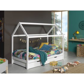 Dječji krevet u obliku kućice Dallas Hip - bijeli, VIPACK FURNITURE