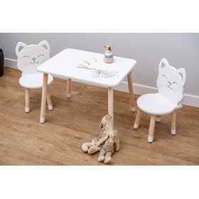 Dječji stol sa stolicama - Mačka - bijela