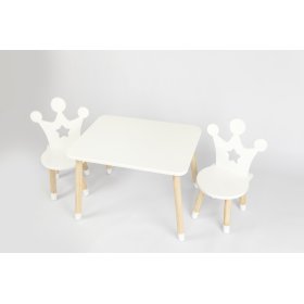 Dječji stol sa stolicama - Kruna - bijela boja