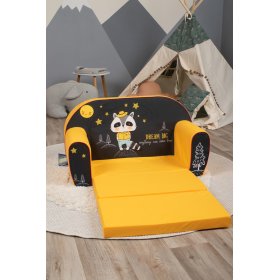 Dječji kauč Rakun - crno-žuti