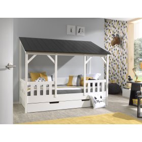 Dječji krevet u obliku kućice Charlotte - crn