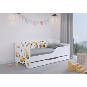 Dječji krevet s uzglavljem LILU 160 x 80 cm - Gradilište, Wooden Toys