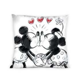 Navlaka za jastuk 40x40 cm - Mickey and Minnie Mouse - crno-bijela