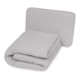 Muslinski pokrivač i jastuk s punjenjem 100x135 + 40x60 - svijetlo siva, Matex