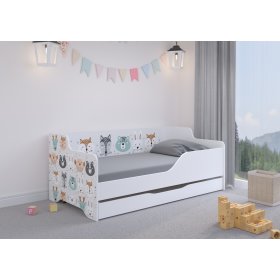 Dječji krevet s naslonom LILU 160 x 80 cm - Životinje, Wooden Toys