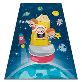 BAMBINO 42810 tepih za pranje Raketa, planeti za djecu protuklizni - plavi / smeđi, F.H.Kabis