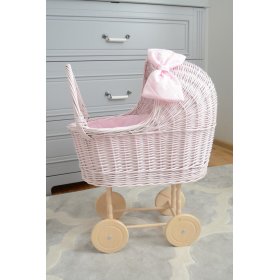 Visoka pletena kolica za lutke - roza, Ourbaby