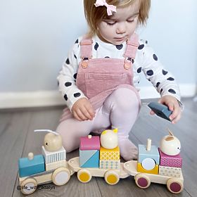 Bigjigs Baby Drveni vlak s životinjama - oštećena ambalaža, Bigjigs Toys