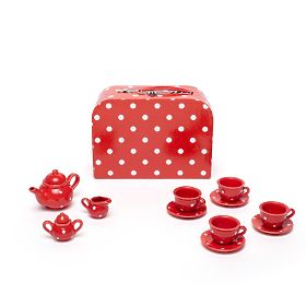 Bigjigs Toys Crveni točkasti čajni set, Bigjigs Toys