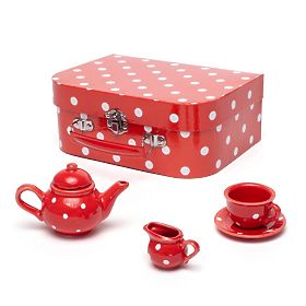 Bigjigs Toys Crveni točkasti čajni set, Bigjigs Toys
