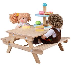 Bigjigs Toys Drvena piknik klupa za lutke, Bigjigs Toys