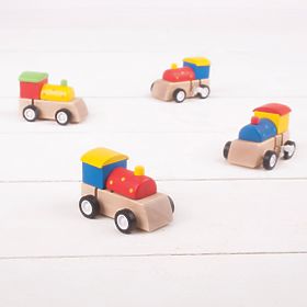 Bigjigs Toys Drvena šarena lokomotiva na navijanje 1 kom, Bigjigs Toys