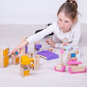 Bigjigs Toys Drveni namještaj za kućice za lutke