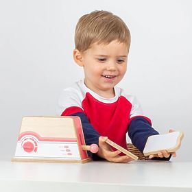 Bigjigs Toys Drveni toster ružičasti - oštećena ambalaža, Bigjigs Toys