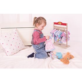Bigjigs Toys Plava haljina s točkicama i jelenom za lutku 28 cm