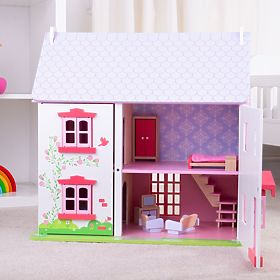 Bigjigs Toys Ružičasta kućica za lutke, Bigjigs Toys