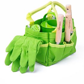 Bigjigs Toys set vrtnog alata u zelenoj platnenoj torbi
