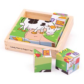 Bigjigs Toys Slikovne kocke kubusi Životinje 9 kocki, Bigjigs Toys