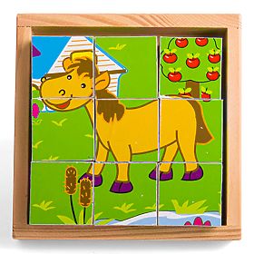 Bigjigs Toys Slikovne kocke kubusi Životinje 9 kocki, Bigjigs Toys