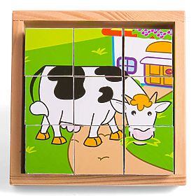 Bigjigs Toys Slikovne kocke kubusi Životinje 9 kocki