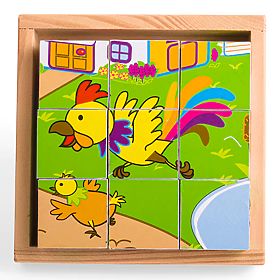 Bigjigs Toys Slikovne kocke kubusi Životinje 9 kocki, Bigjigs Toys