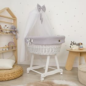 Bijela pletena kolijevka s opremom za bebu - Jež, Ourbaby®