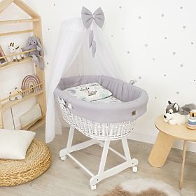 Bijela pletena kolijevka s opremom za bebu - Jež, Ourbaby®