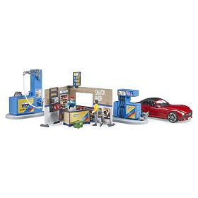 Bruder benzinska postaja s automobilom i 2 figurice, Bruder