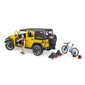 Bruder Jeep Wrangler Rubicon s biciklistom i biciklom, Bruder
