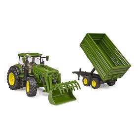 Bruder traktor John Deere 7R 350 s prednjim utovarivačem i tandem prikolicom, Bruder