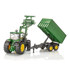Bruder traktor John Deere 7R 350 s prednjim utovarivačem i tandem prikolicom