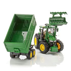 Bruder traktor John Deere 7R 350 s prednjim utovarivačem i tandem prikolicom