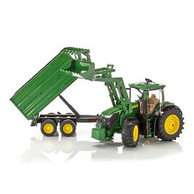 Bruder traktor John Deere 7R 350 s prednjim utovarivačem i tandem prikolicom