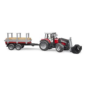 Bruder traktor Massey Ferguson 7480 s prednjim utovarivačem i transporterom za trupce